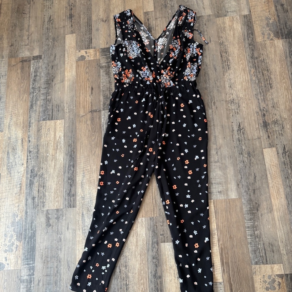 LOFT Black Floral Jumpsuit – Sleeveless,‎ Lightweight, Chic